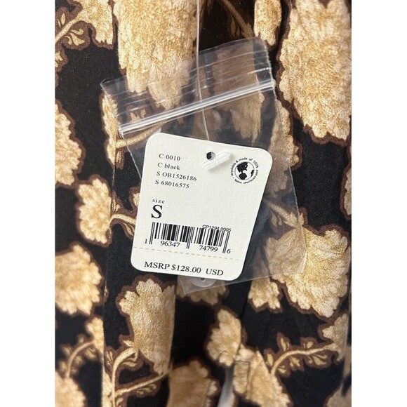 Free People Womens Small Mia Floral Print Tie Neck Tunic Top Long Sleeve NWT - Picture 5 of 11